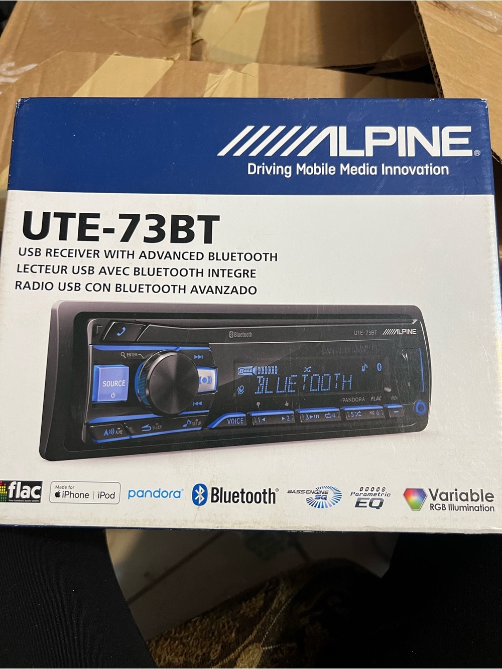 Alpine UTE-73BT Black and Blue Car Stereo Receiver